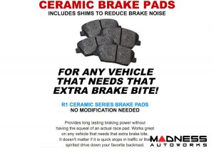 smart fortwo Brake Kit - 453 - Front - R1 Concepts - Ceramic Brake Pads - eLINE Drilled + Slotted Rotors